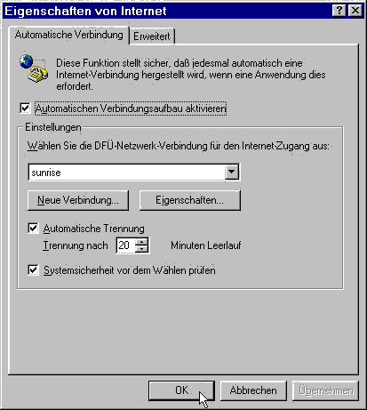 Bild Fenster Eigenschaften von Internet (Win 95)